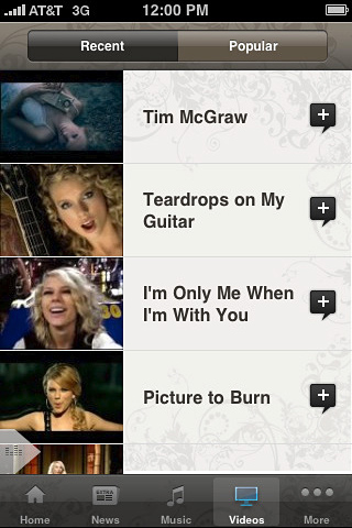 Taylor Swift for iPhone in 2010 – Videos