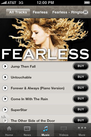 Taylor Swift for iPhone in 2010 – Music