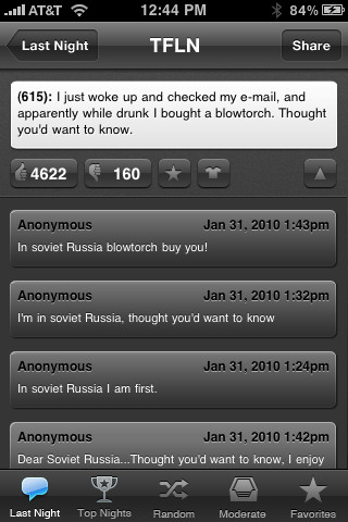 Texts From Last Night for iPhone in 2010 – TFLN