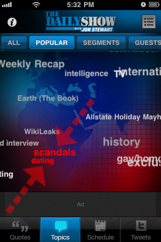 The Daily Show for iPhone in 2010 – Topics