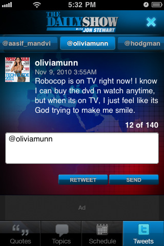 The Daily Show for iPhone in 2010 – Tweets