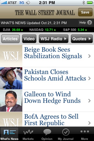 The Wall Street Journal for iPhone in 2010