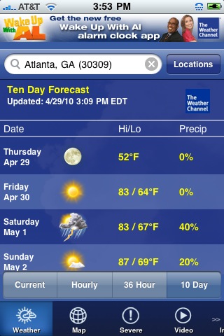 The Weather Channel for iPhone in 2010 – Weather
