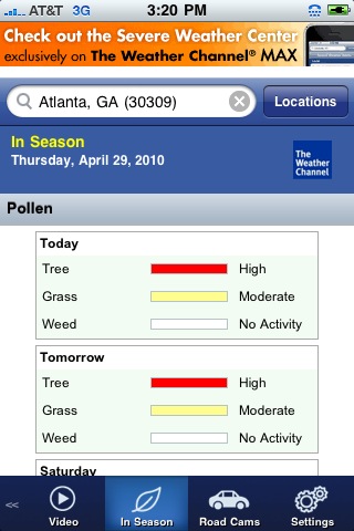 The Weather Channel for iPhone in 2010 – In Season