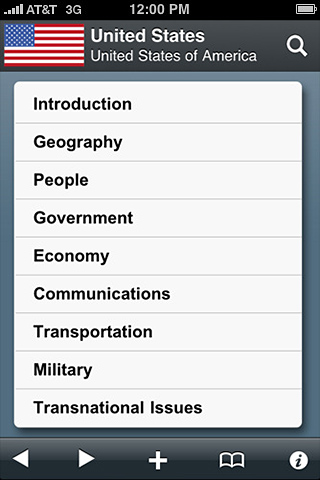The World Factbook 2011 for iPhone in 2010 – United States