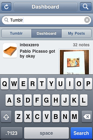 Tumblr for iPhone in 2010 – Dashboard