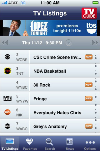 TV Guide Mobile for iPhone in 2010
