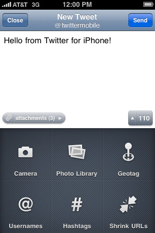Twitter for iPhone in 2010 – New Tweet