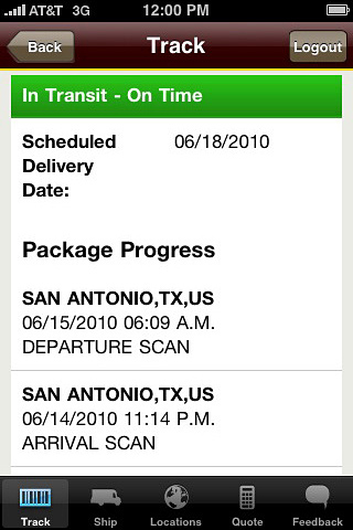 UPS Mobile for iPhone in 2010 – Track