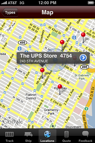 UPS Mobile for iPhone in 2010 – Map