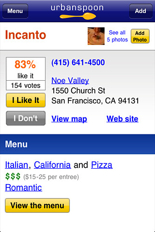 Urbanspoon for iPhone in 2010
