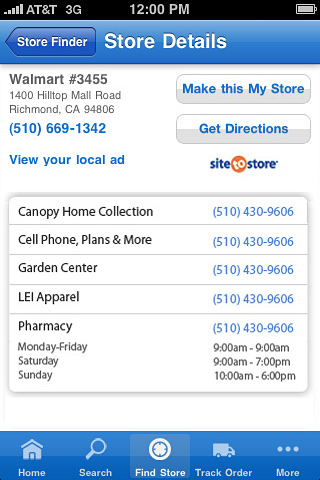 Walmart for iPhone in 2010 – Store Details