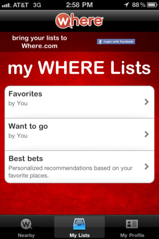 WHERE for iPhone in 2010 – My WHERE Lists