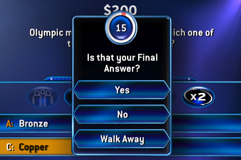 Who Wants To Be A Millionaire Lite for iPhone in 2010 – Is that your Final Answer?