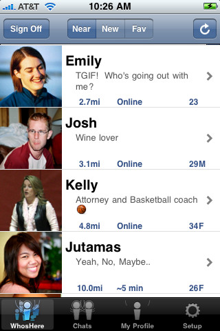 WhosHere for iPhone in 2010 – Whoshere