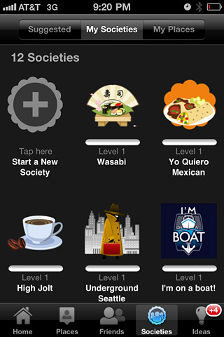 Whrrl for iPhone in 2010 – Societies