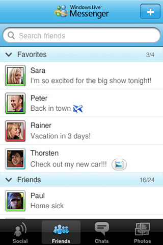 Windows Live Messenger for iPhone in 2010 – Friends