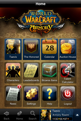 World of Warcraft Mobile Armory for iPhone in 2010