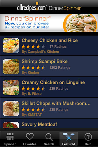 Allrecipes.com Dinner Spinner for iPhone in 2011 – Featured