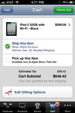 Apple Store for iPhone in 2011 – Cart