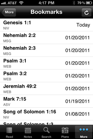 Bible for iPhone in 2011 – Bookmarks