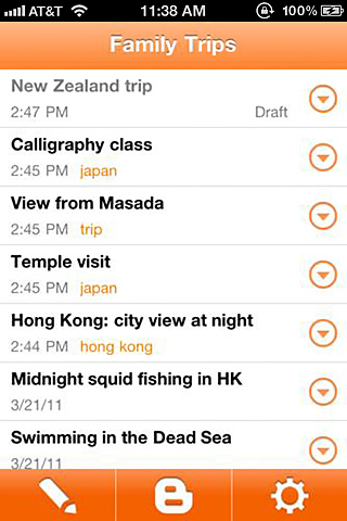 Blogger for iPhone in 2011 – Family Trips