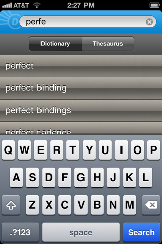 Dictionary.com for iPhone in 2011 – Search