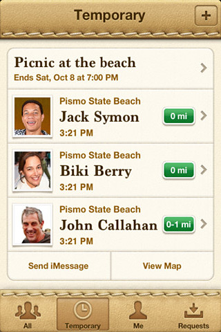 Find My Friends for iPhone in 2011 – Temporary