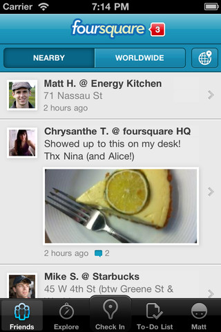 Foursquare for iPhone in 2011