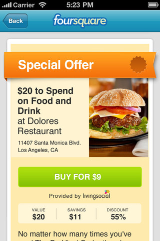 Foursquare for iPhone in 2011 – Special Offer