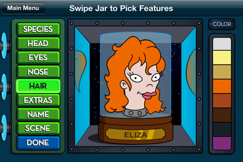 Futurama Head in a Jar for iPhone in 2011 – Swipe Jar to Pick Features
