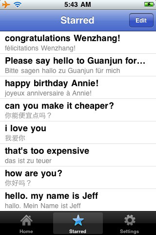 Google Translate for iPhone in 2011 – Starred