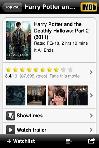 IMDb Movies & TV for iPhone in 2011