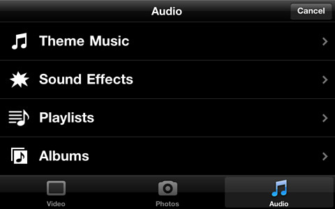 iMovie for iPhone in 2011 – Audio