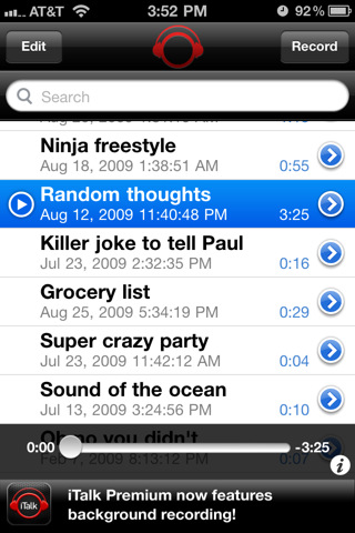 iTalk Recorder for iPhone in 2011