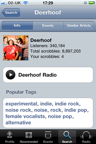 Last.fm for iPhone in 2011 – Deerhoof