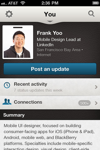 LinkedIn for iPhone in 2011 – You