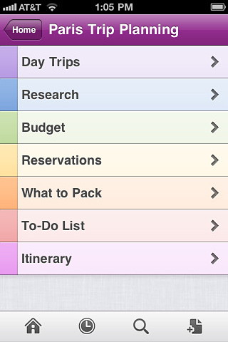 Microsoft OneNote for iPhone in 2011 – Paris Trip Planning