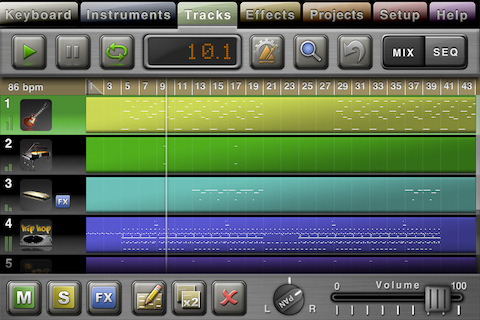 Music Studio for iPhone in 2011 – Tracks