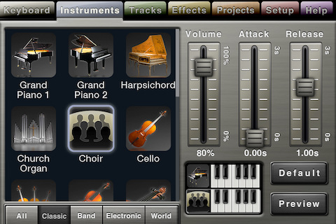 Music Studio for iPhone in 2011 – Instruments