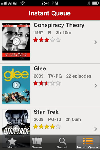 Netflix for iPhone in 2011 – Instant Queue