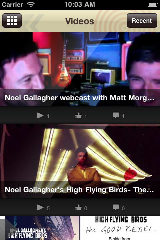 Noel Gallagher's High Flying Birds for iPhone in 2011 – Videos
