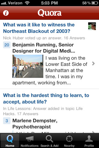 Quora for iPhone in 2011