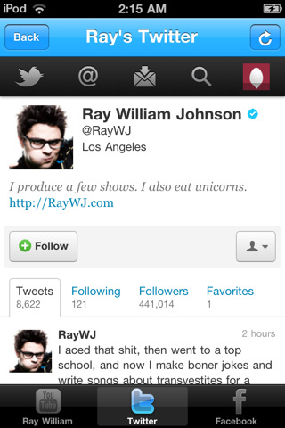 Ray William Johnson Official for iPhone in 2011 – Ray's Twitter