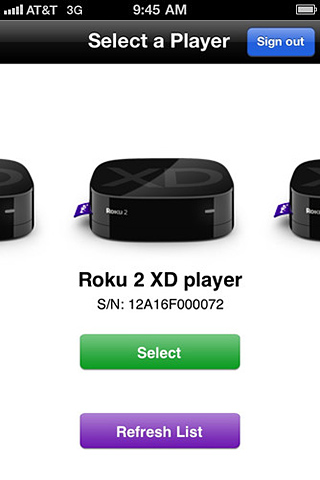Roku for iPhone in 2011 – Select a Player