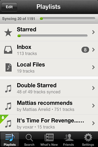 Spotify for iPhone in 2011 – Playlists