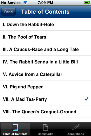 Stanza for iPhone in 2011 – Table of Contents