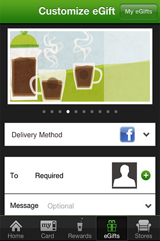 Starbucks for iPhone in 2011 – Customize eGift
