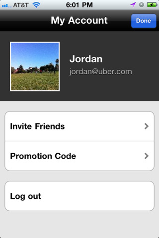 Uber for iPhone in 2011 – My Account