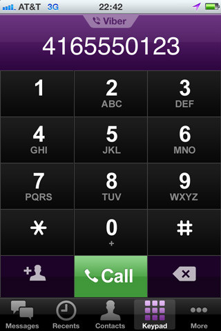 Viber for iPhone in 2011 – Keypad